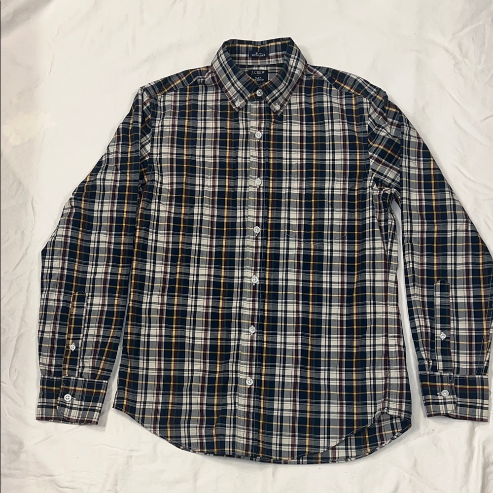 JCrew Men's S Plaid Shirt - Blue, Burgundy, White